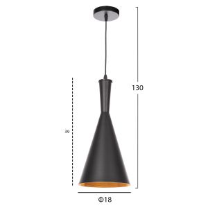 Chandelier, black aluminum, D18x130hcm Hm4134
