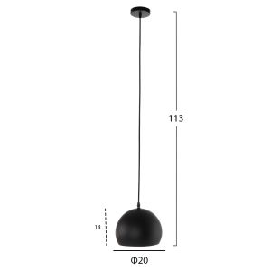 Chandelier, black aluminum spherical, D20x113hcm Hm4154