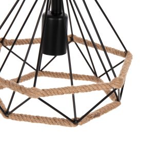 Chandelier, black metal-rope, 24.5x21.5x125hcm Hm4061