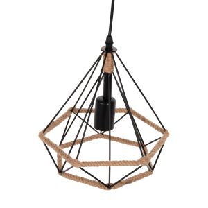 Chandelier, black metal-rope, 24.5x21.5x125hcm Hm4061