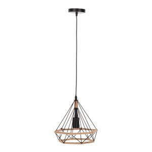 Chandelier, black metal-rope, 24.5x21.5x125hcm Hm4061