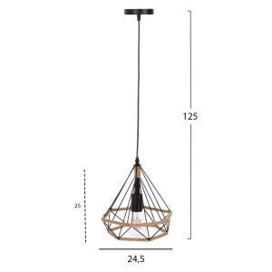 Chandelier, black metal-rope, 24.5x21.5x125hcm Hm4061