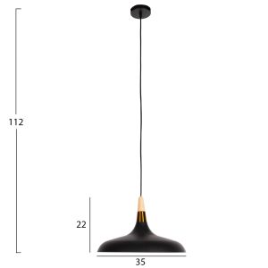 Chandelier, black metal-wood detail on top, 35x35x112hcm Hm4080