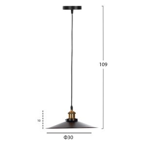 Chandelier, black metal-gold detail on top, D30x109hcm Hm4162