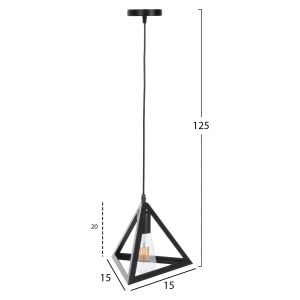 Chandelier, black metal, pyramidal, 15x15x125hcm Hm4181