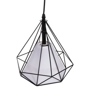 Chandelier, black metal - white lamp cap, 25x25x125ycm Hm4065