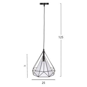 Chandelier, black metal - white lamp cap, 25x25x125ycm Hm4065