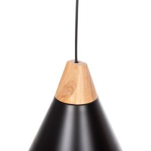 Chandelier, black metal -wood detail, D22x115hcm Hm4148
