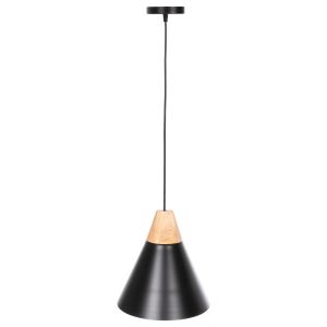 Chandelier, black metal -wood detail, D22x115hcm Hm4148