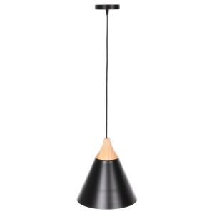 Chandelier, black metal -wood detail, D22x115hcm Hm4148