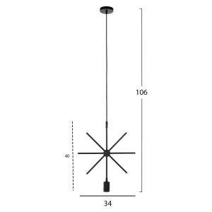 Chandelier, black metal star, 34x40x106hcm Hm4098