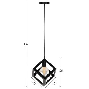 Chandelier, black metal cube, 16x16x132hcm Hm4192