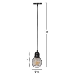 Chandelier, black metal mesh, D13x125hcm Hm4171