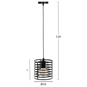 Chandelier, black cylindrical metal, D16x124hcm Hm4090