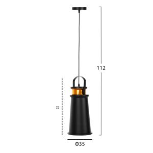 Chandelier, black-gold aluminum, D19x132hcm Hm4140