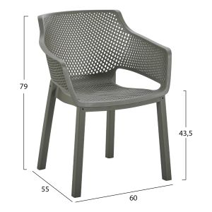 Polypropylene dining chair Peggy Hm6368.05 dark olive green 60x55x79cm.