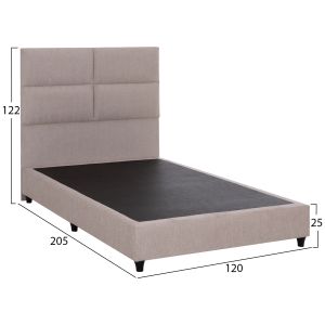 Semi-double bed with beige fabric Milo Hm646.32 for mattress 120x200cm.