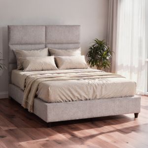Semi-double bed with beige fabric Milo Hm646.32 for mattress 120x200cm.