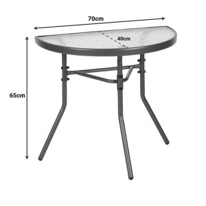 SEMI-ROUND TABLE BION GLASS-METAL IN DARK GREY COLOR 70X40X65CM
