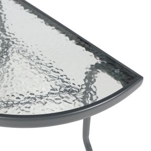 SEMI-ROUND TABLE BION GLASS-METAL IN DARK GREY COLOR 70X40X65CM