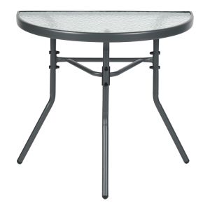 SEMI-ROUND TABLE BION GLASS-METAL IN DARK GREY COLOR 70X40X65CM