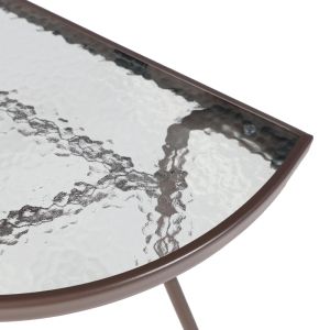 SEMI-ROUND TABLE BION GLASS-METAL IN BROWN COLOR 70X40X65CM