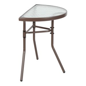 SEMI-ROUND TABLE BION GLASS-METAL IN BROWN COLOR 70X40X65CM