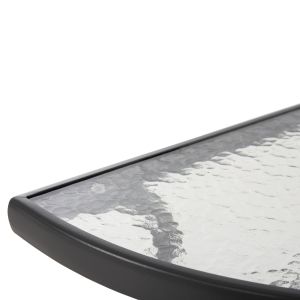 Полукръгла маса лима Hm5967,01 метал в сив цвят с стъклен плот 70x40x64,5hcm
