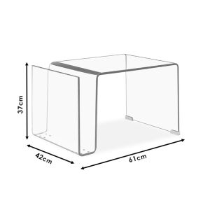 Side table - magazine rack Glasser Clear Club tempered glass 10mm Glass Line 42x38x48cm εμ735
