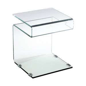 Side table - magazine rack Glasser Clear Club tempered glass 10mm Glass Line 42x38x48cm εμ735