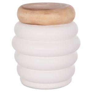Side table Puffat Santorini Hm18172.02 fiber cement with white teak top Φ45x46cm.