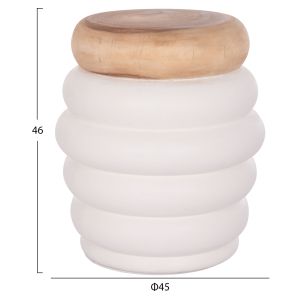 Side table Puffat Santorini Hm18172.02 fiber cement with white teak top Φ45x46cm.