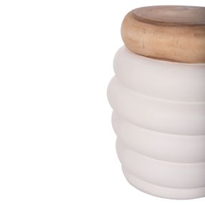 Side table Puffat Santorini Hm18172.02 fiber cement with white teak top Φ45x46cm.
