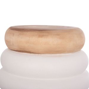 Side table Puffat Santorini Hm18172.02 fiber cement with white teak top Φ45x46cm.