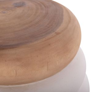 Side table Puffat Santorini Hm18172.02 fiber cement with white teak top Φ45x46cm.