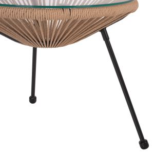 Помощна маса Allegra черни метални крака и естествен ратан Hm5873,01 D47χ45hcm