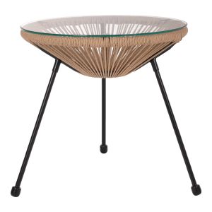 Помощна маса Allegra черни метални крака и естествен ратан Hm5873,01 D47χ45hcm