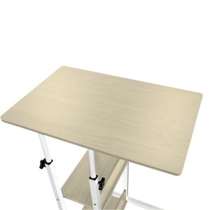 Babs side table on wheels in white/natural color 60x40x85cm