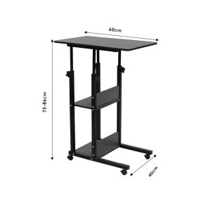 Babs side table on wheels in black/walnut 60x40x85cm