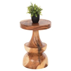 Side table Berman Hm9902 solid wood suar in natural D35x51hcm