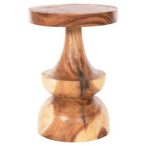 Side table Berman Hm9902 solid wood suar in natural D35x51hcm