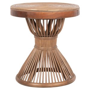 Side table Circe natural rattan in brown D40x45.5hcm Hm9869