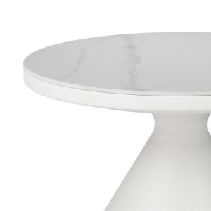 Coozlin side table white marble with white metal