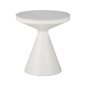 Coozlin side table white marble with white metal