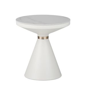 Coozlin side table white marble with white-gold metal