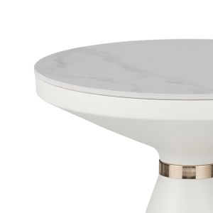 Coozlin side table white marble with white-gold metal