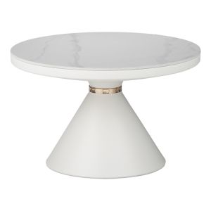 Coozlin side table white marble with white-gold metal