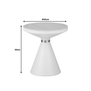Coozlin side table white marble sintered stone and white-gold metal D50x50cm