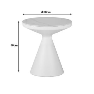 Coozlin side table white marble, sintered stone and white metal D50x50cm