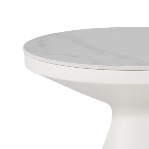Coozlin side table white marble, sintered stone and white metal D50x50cm